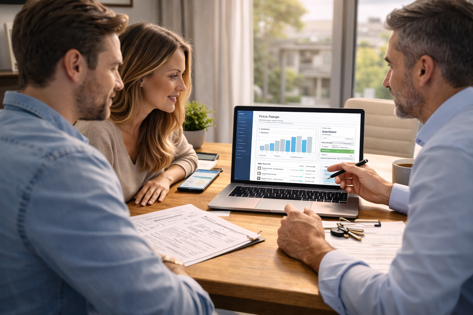 Rental leasing consultation discussing pricing and tenant placement