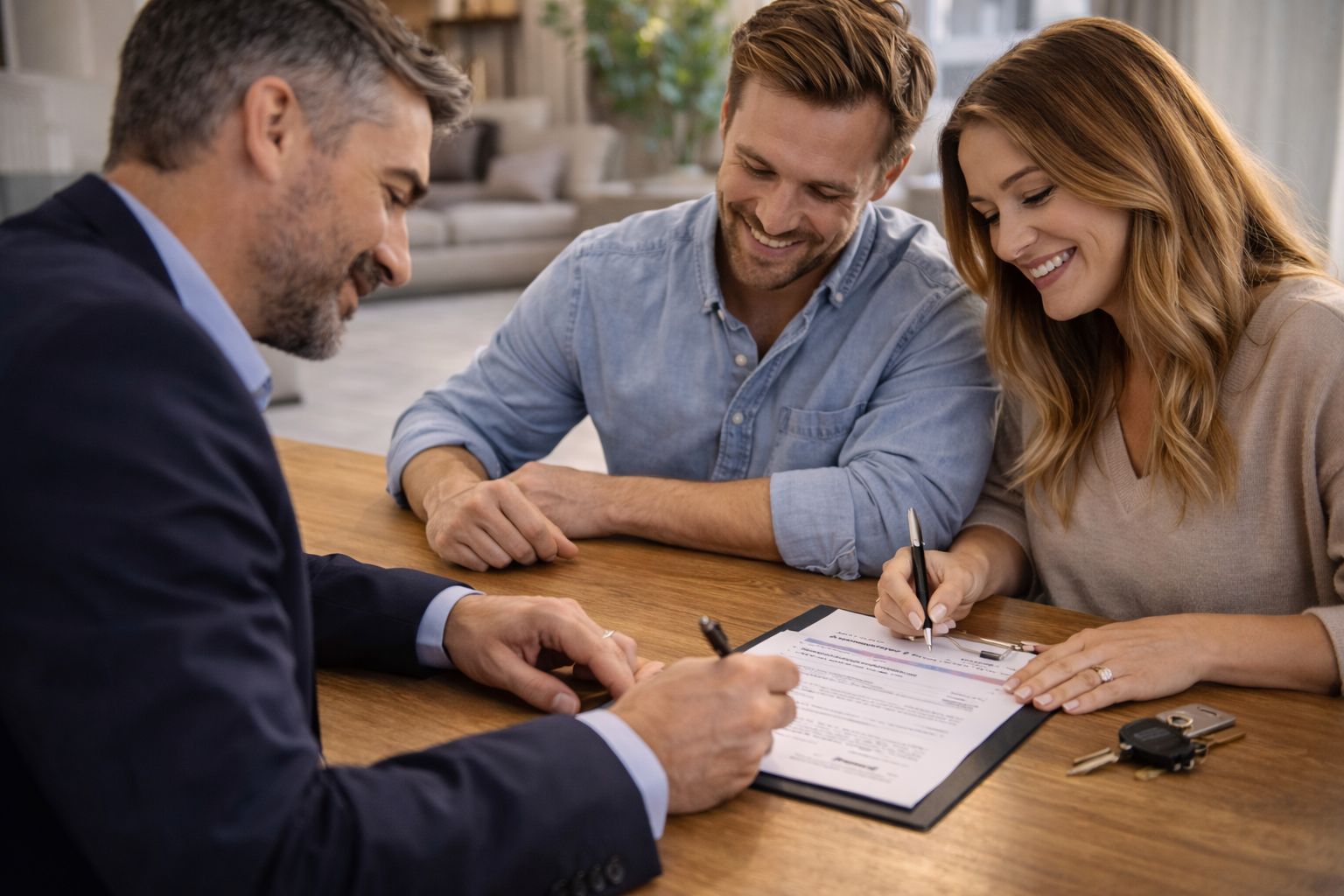 Rental property lease documents and keys prepared for tenant move in