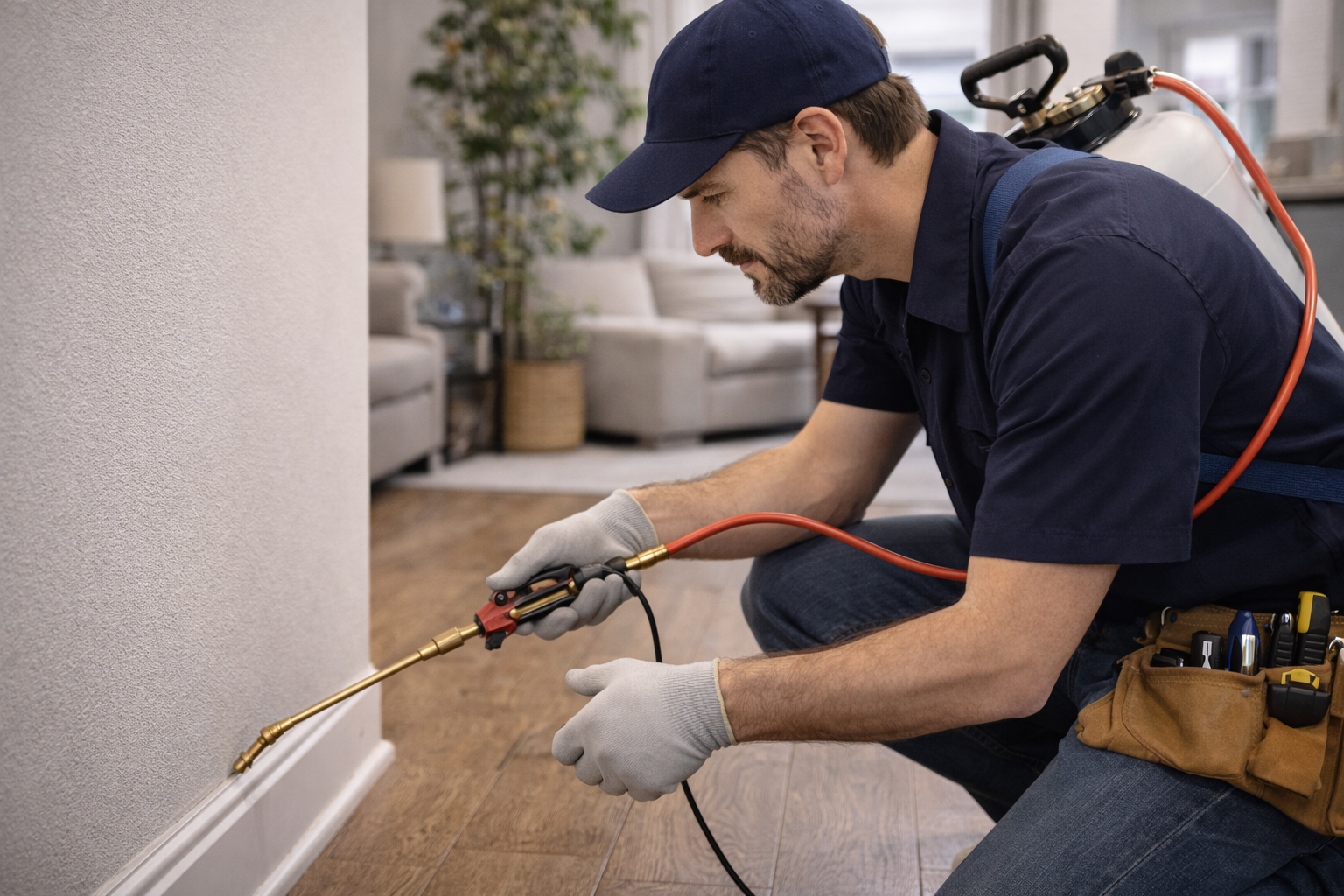 Pest control in a rental property showing professional treatment and prevention