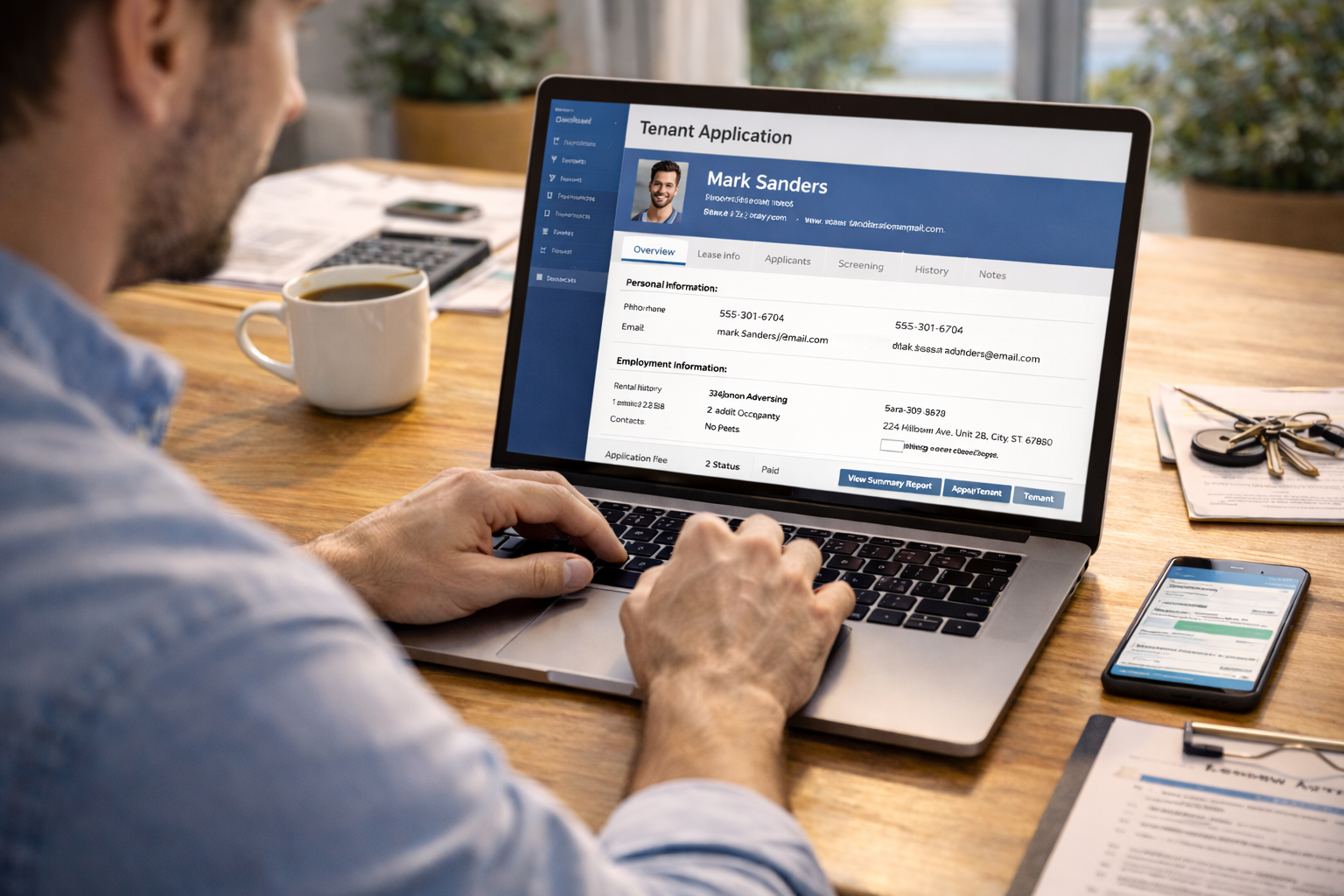 Tenant background check review during rental screening process
