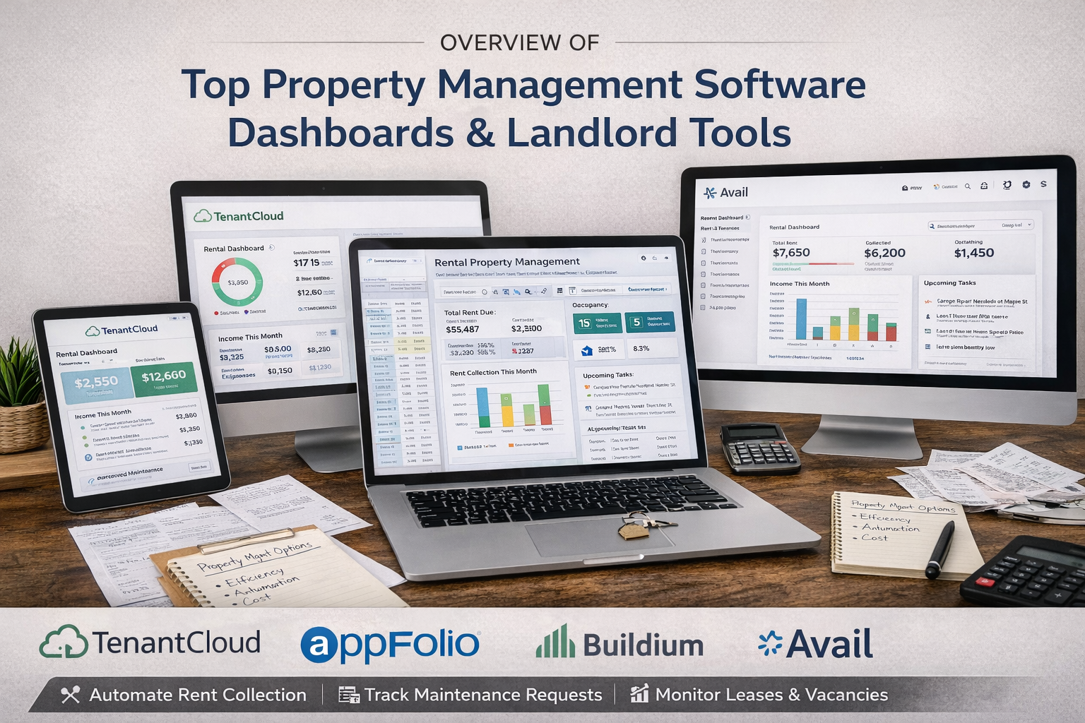 Overview of top property management software dashboards and landlord tools designed for small landlords