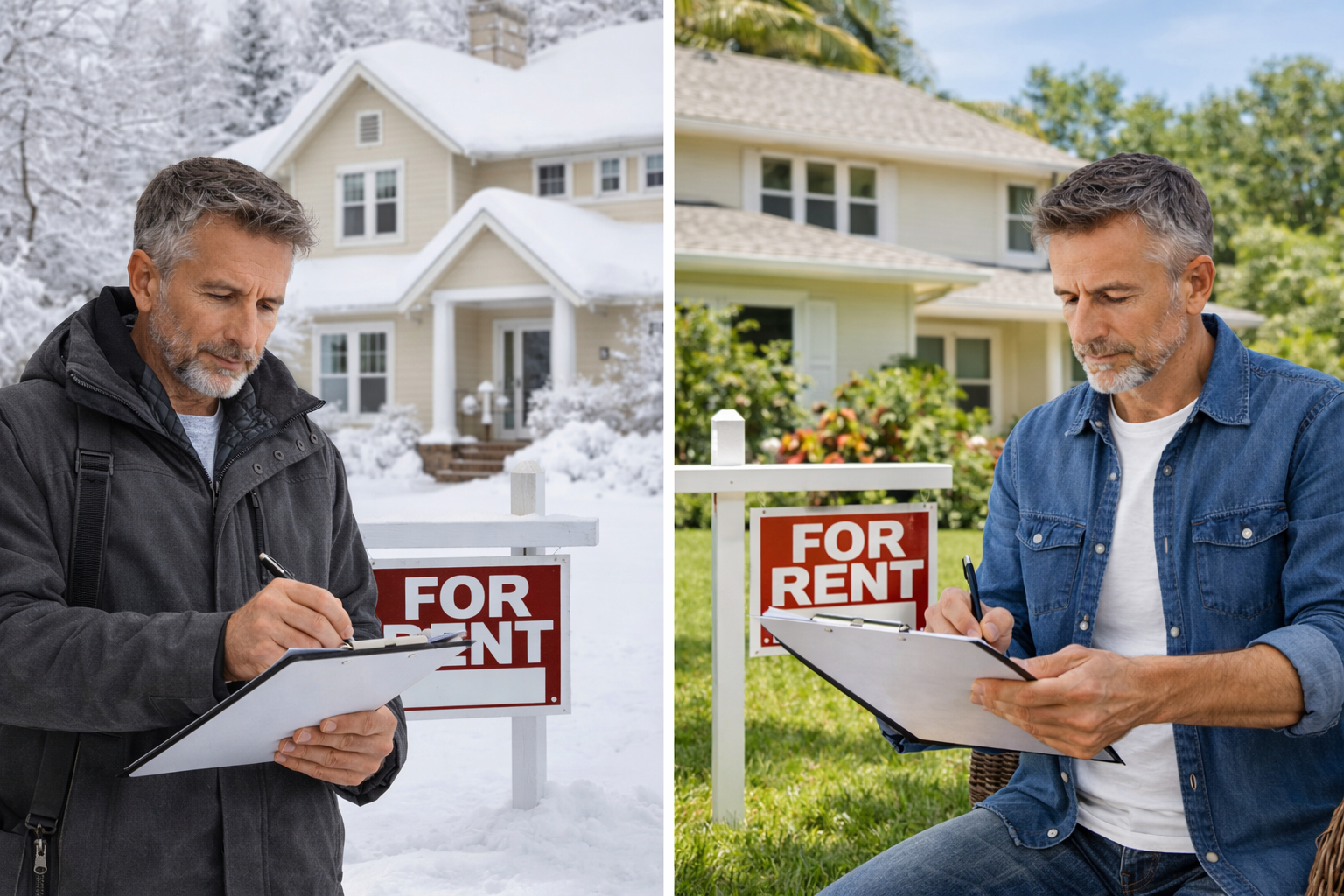 Seasonal comparison of leasing a rental property during winter versus summer
